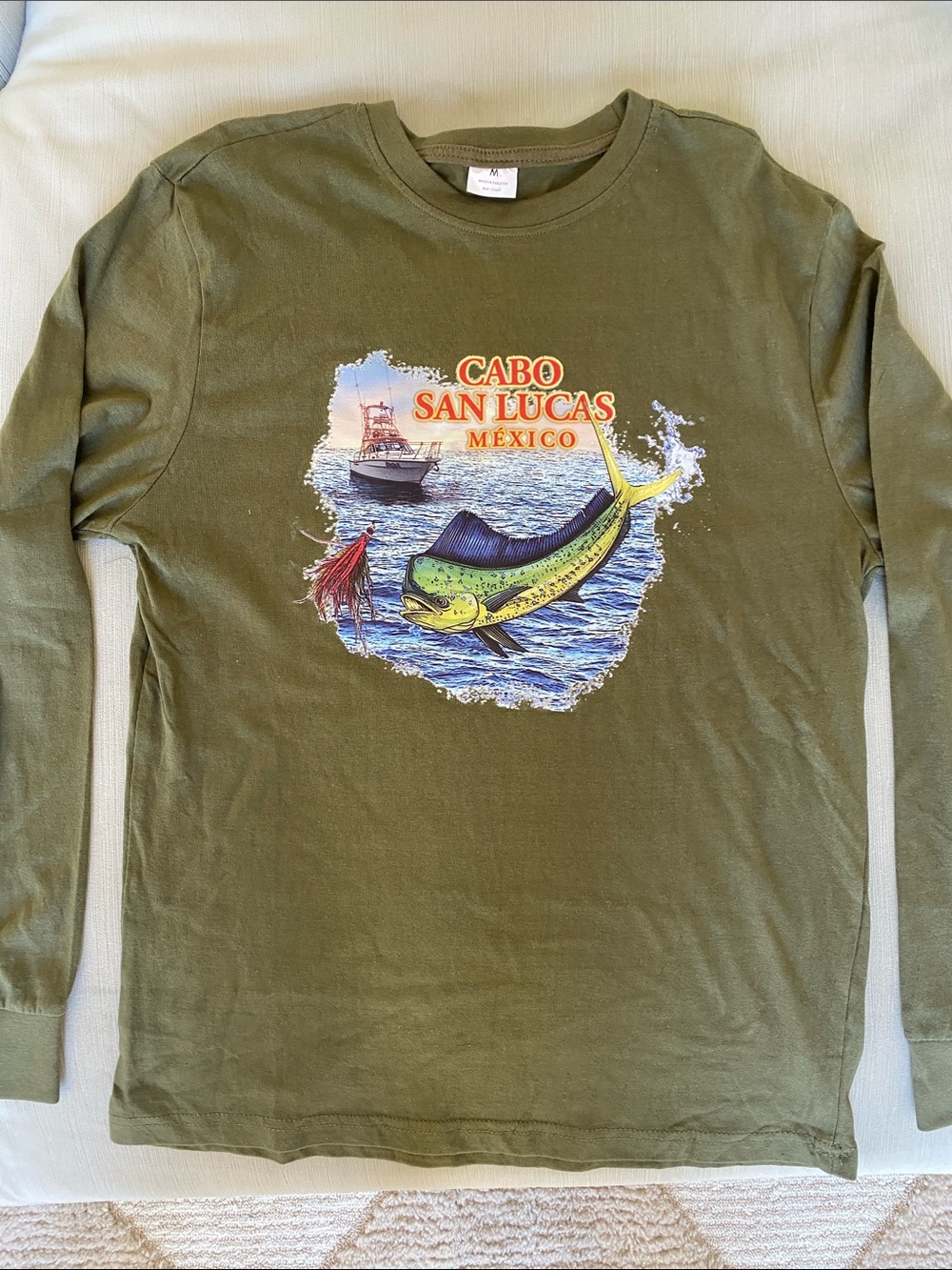 Cabo San Lucas Mexico Olive Long Sleeve Fishing Tee